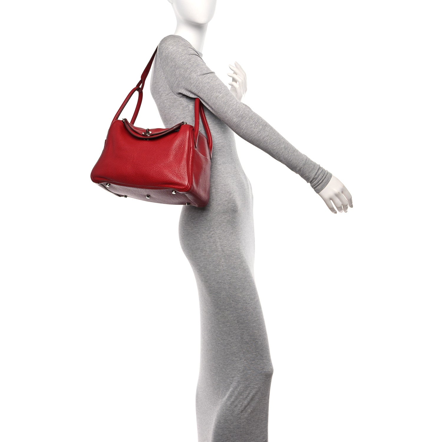 Hermes Taurillon Clemence Lindy 30 Rouge Garance 2 of 17