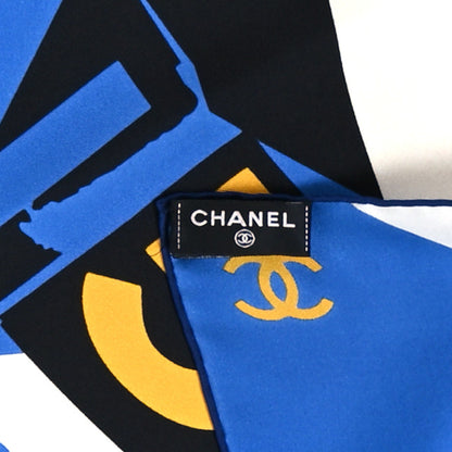 Chanel Silk CC Coco Square Scarf Burgundy Blue Navy Blue 3 of 3