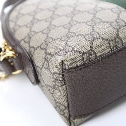 Gucci GG Supreme Monogram Textured Dollar Calfskin Web Small Ophidia Dome Shoulder Bag Beige Ebony New Acero 9 of 14