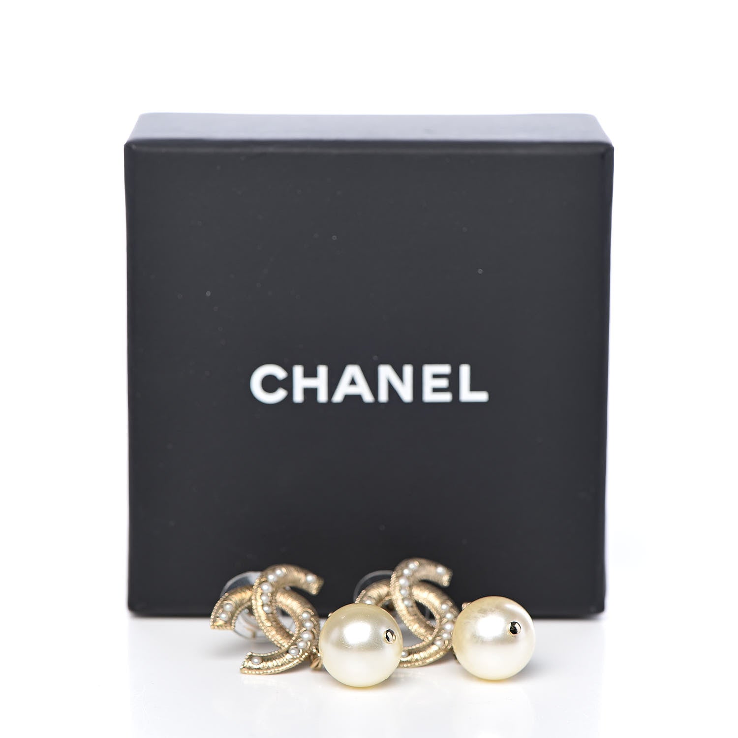 Chanel Pearl CC Drop Earrings Gold 5 of 5