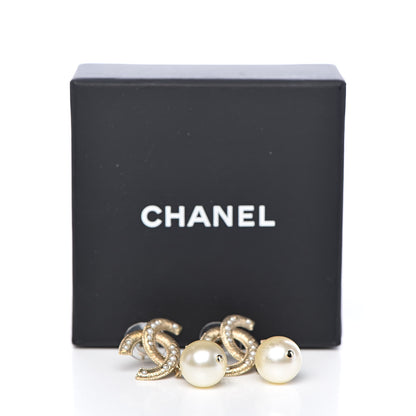 Chanel Pearl CC Drop Earrings Gold 5 of 5