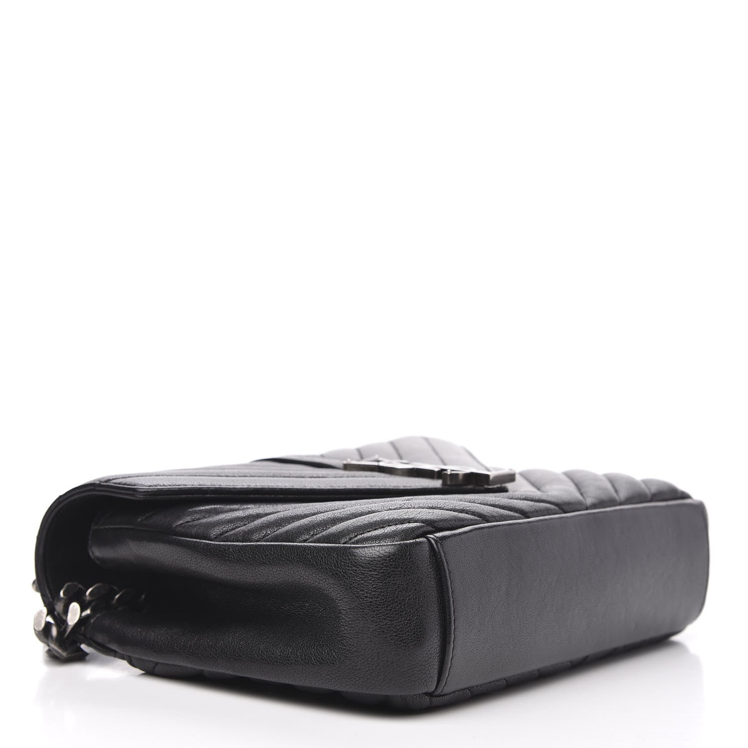 Saint Laurent Sheepskin Matelasse Chevron Monogram Medium College Bag Black 4 of 12