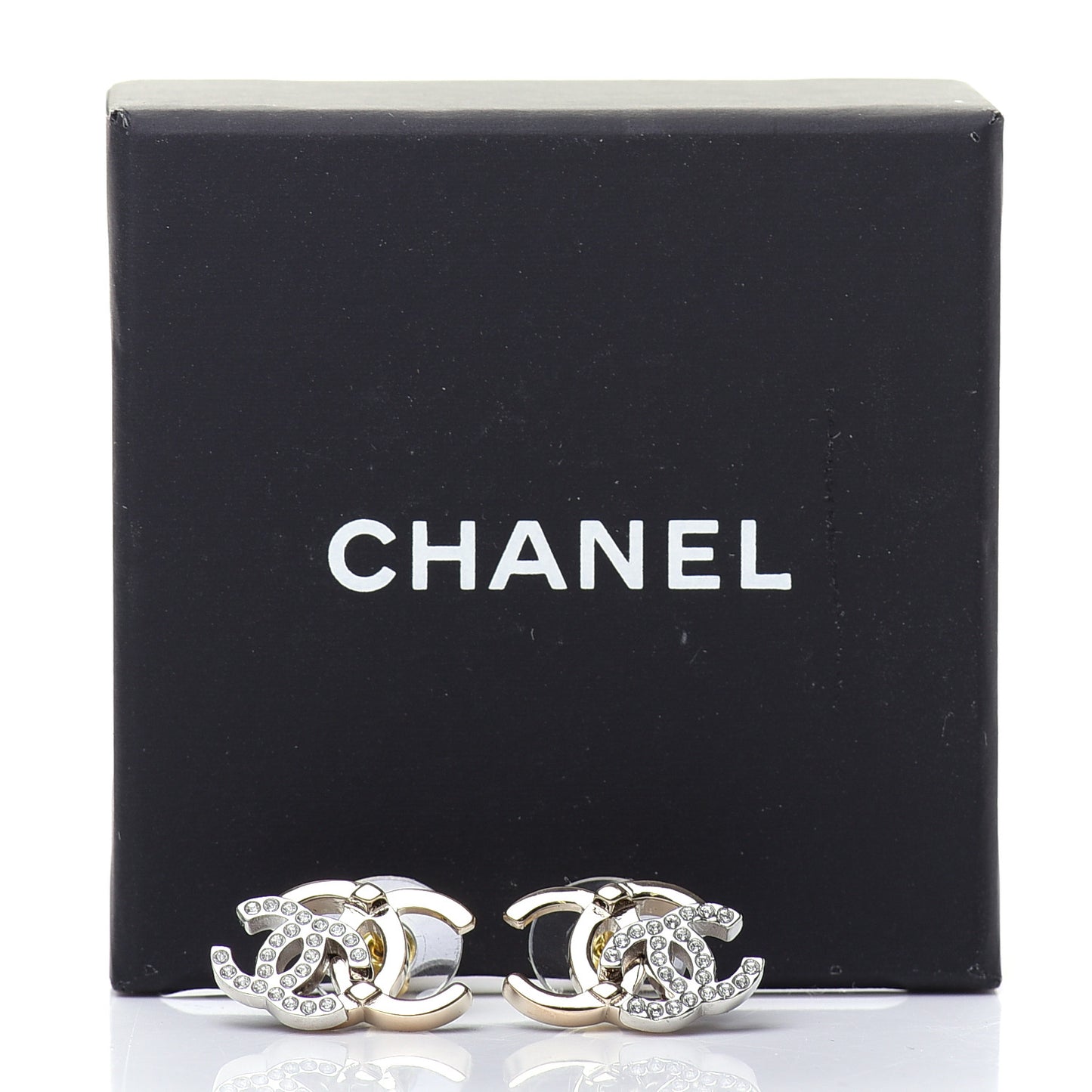 Crystal Double CC Earrings Gold Silver