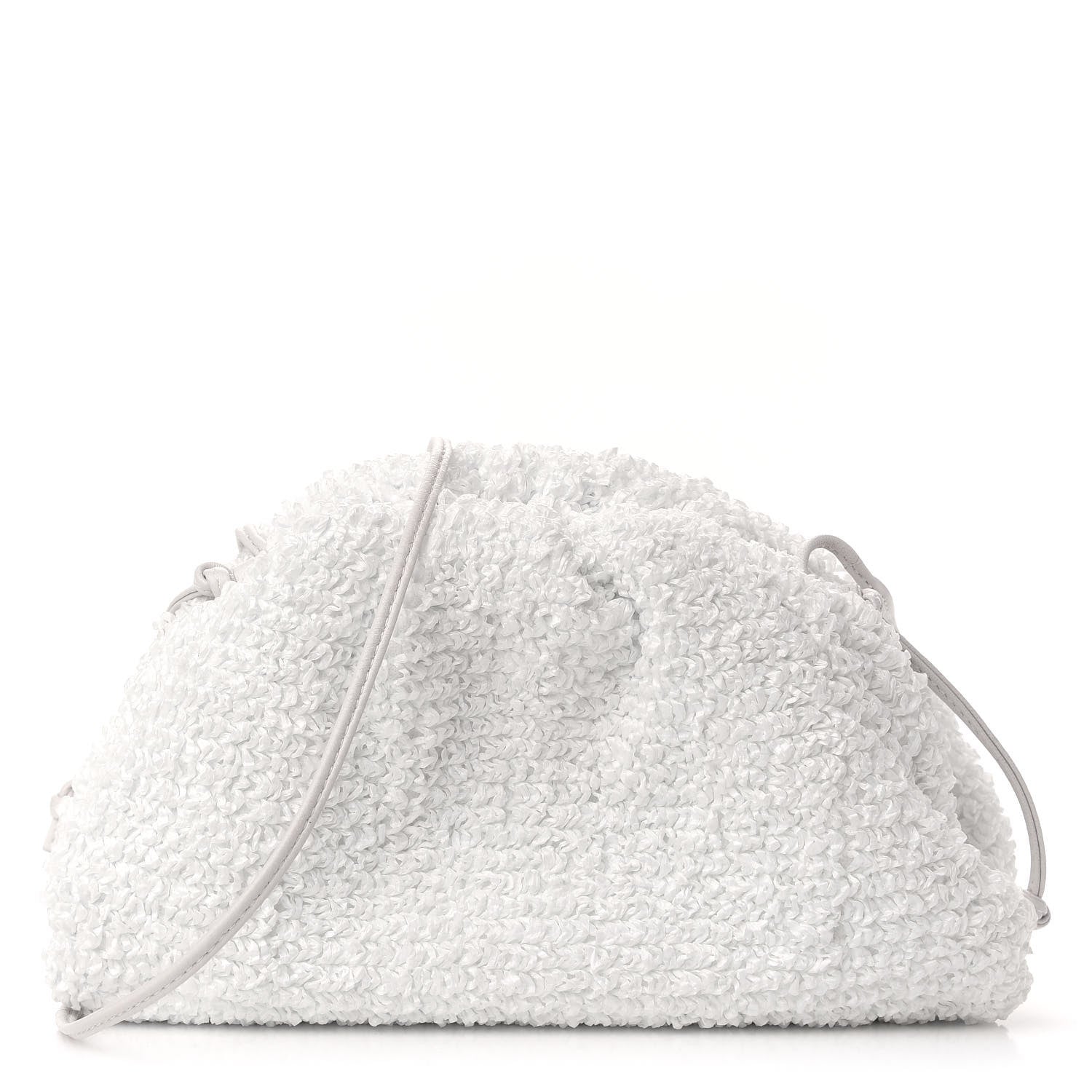 Bottega Veneta Boucle Curly Raffia The Mini Pouch White Chalk 1 of 7