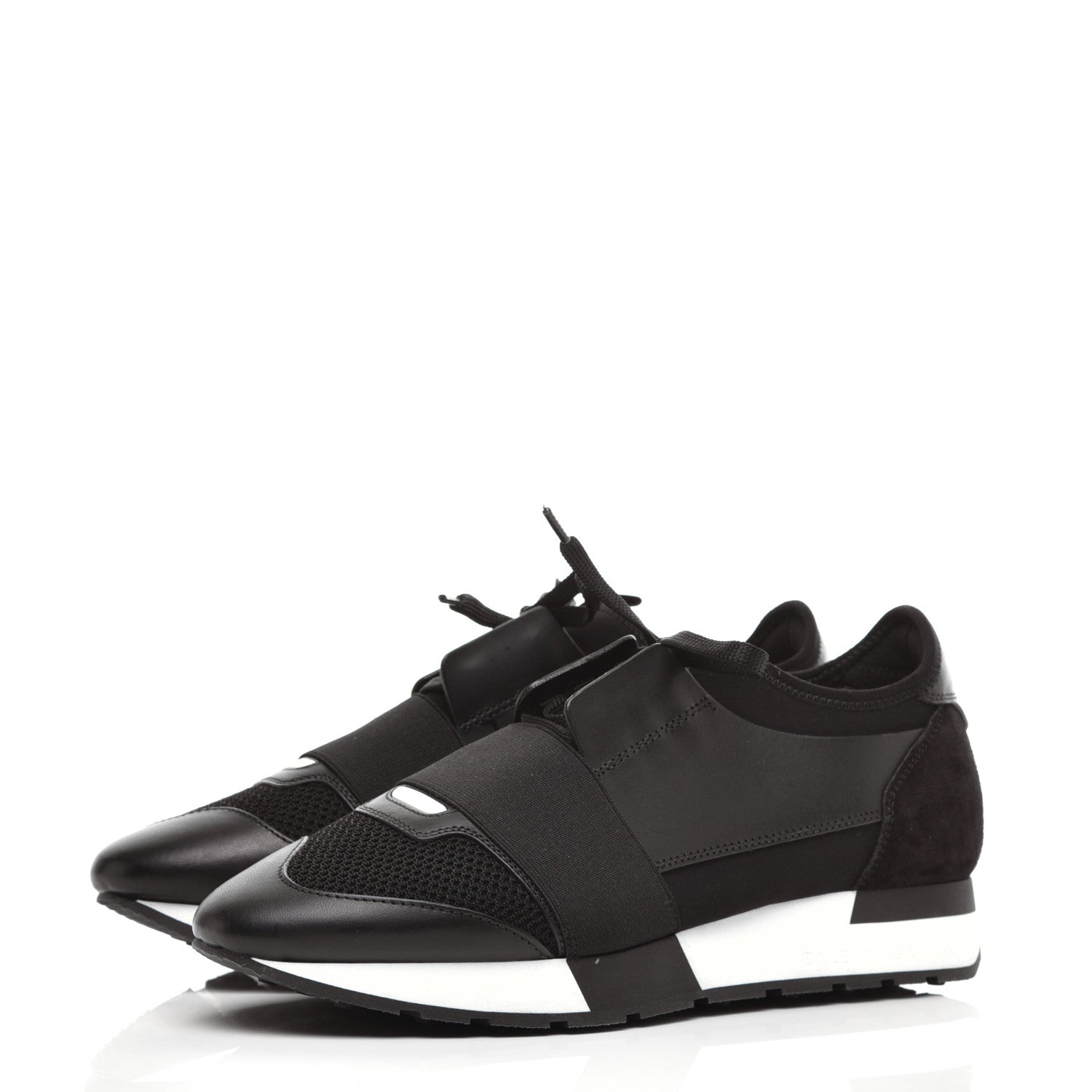 Balenciaga Mesh Calfskin Neoprene Suede Womens Race Runner Sneakers 38 Black 3 of 10
