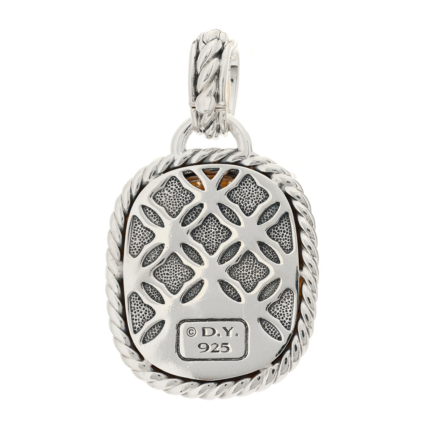 Sterling Silver Diamond Citrine 20mm Albion Enhancer Pendant