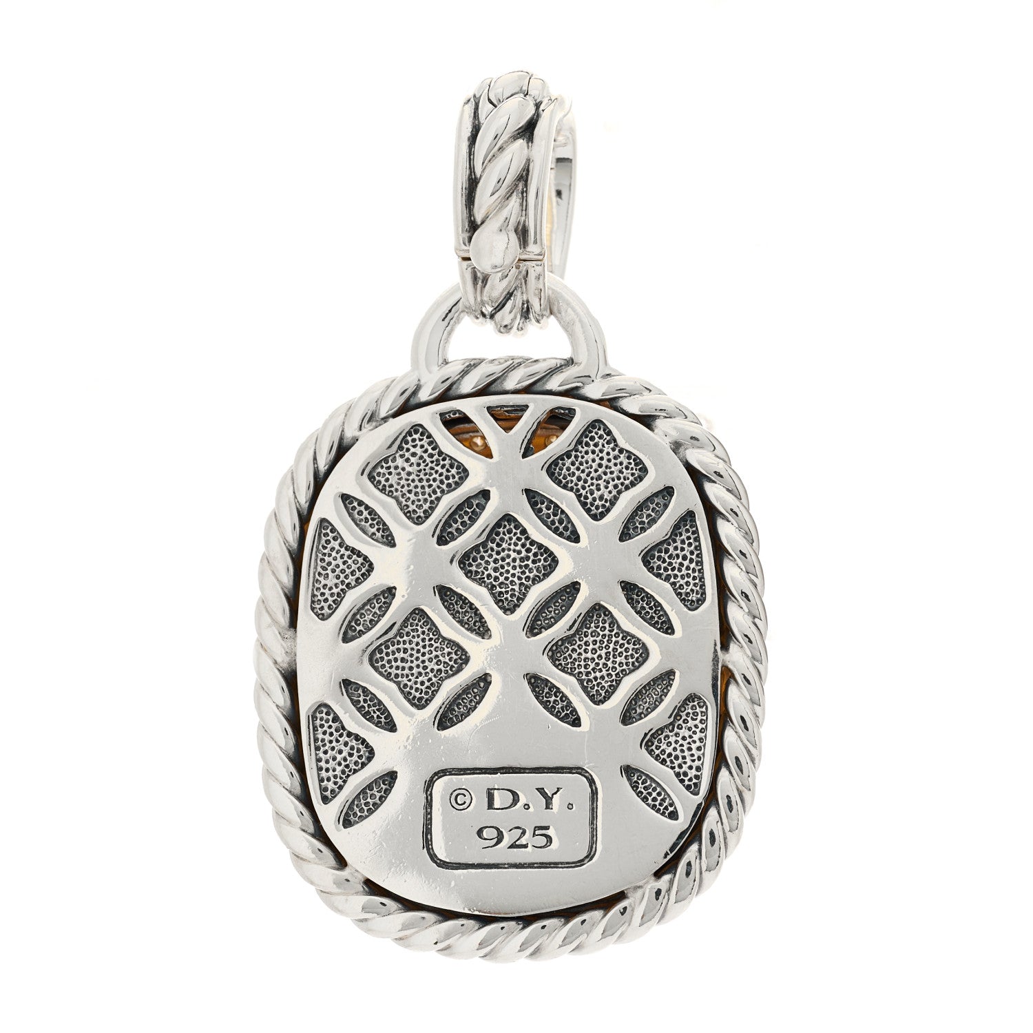 David Yurman Sterling Silver Diamond Citrine 20mm Albion Enhancer Pendant 3 of 4