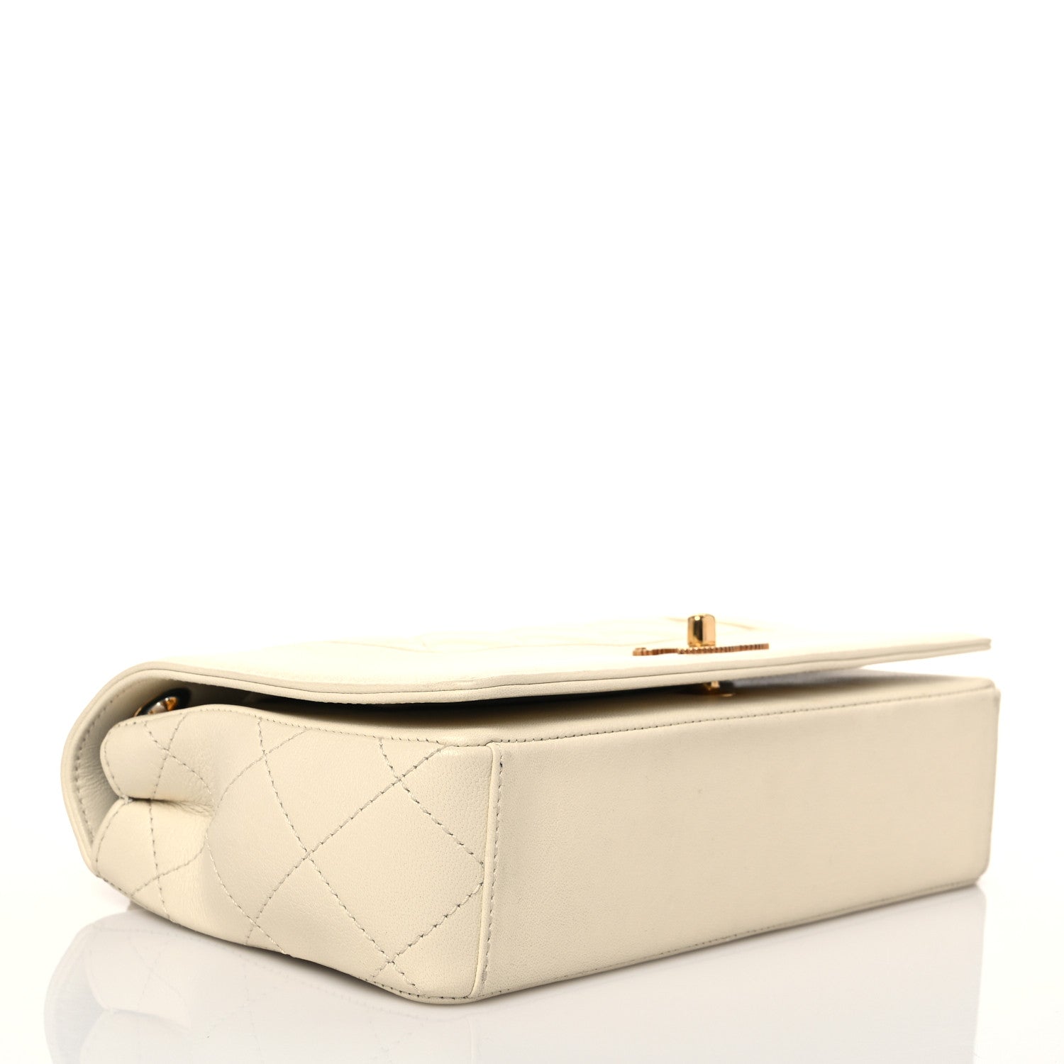 Chanel Sheepskin Quilted Medium Vintage Mademoiselle Flap White 3 of 9