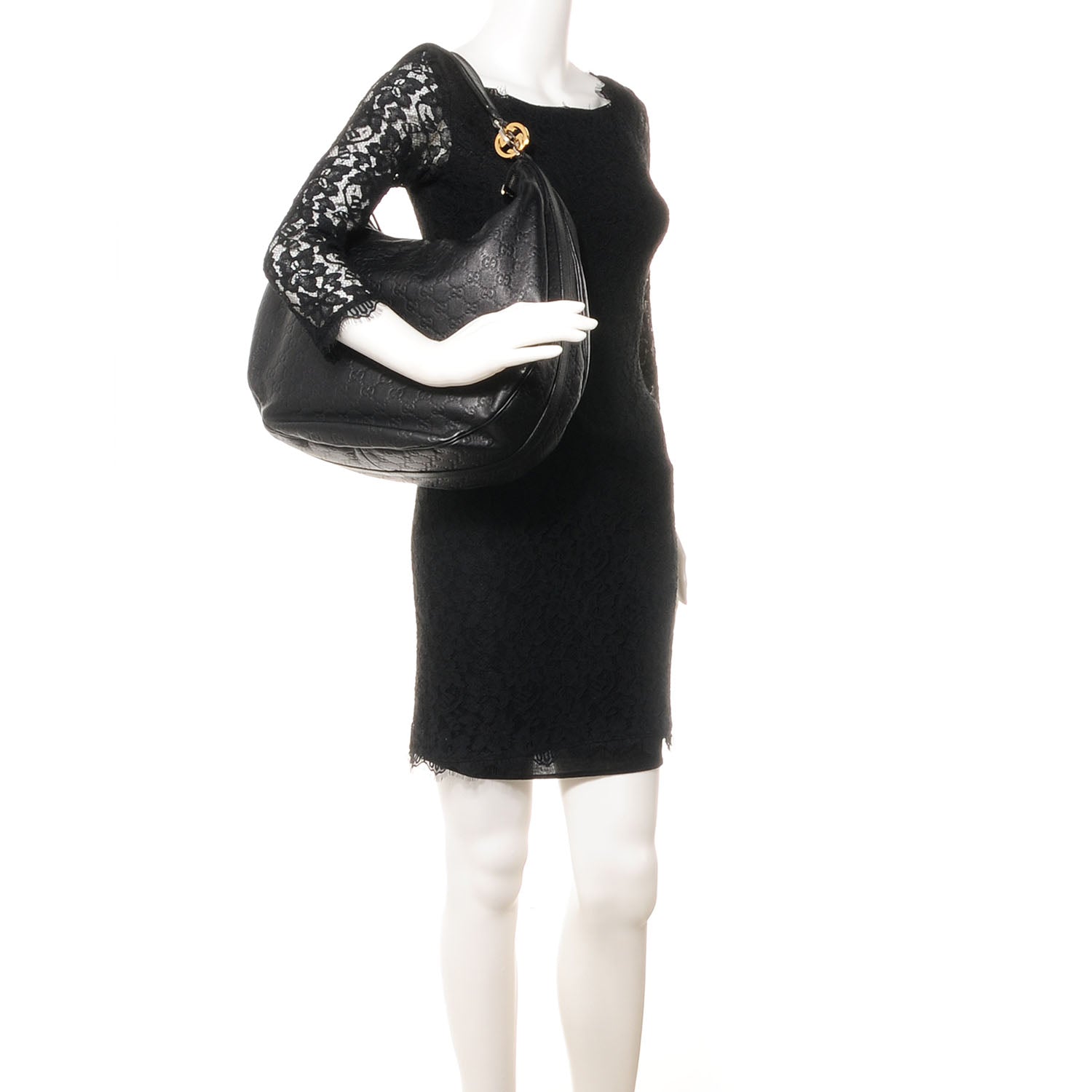 Gucci Guccissima GG Twins Large Hobo Black 2 of 7
