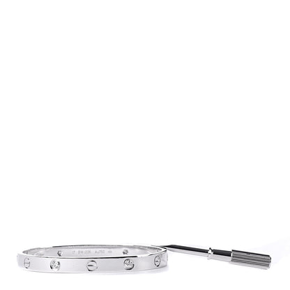 Cartier 18K White Gold 4 Diamond LOVE Bracelet 17 6 of 7