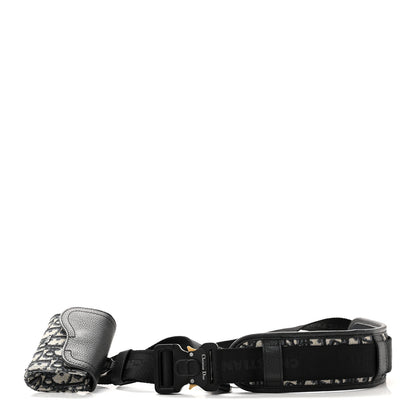 Christian Dior Oblique Grained Calfskin Adjustable Saddle Shoulder Strap With Pouch Black 3 of 12