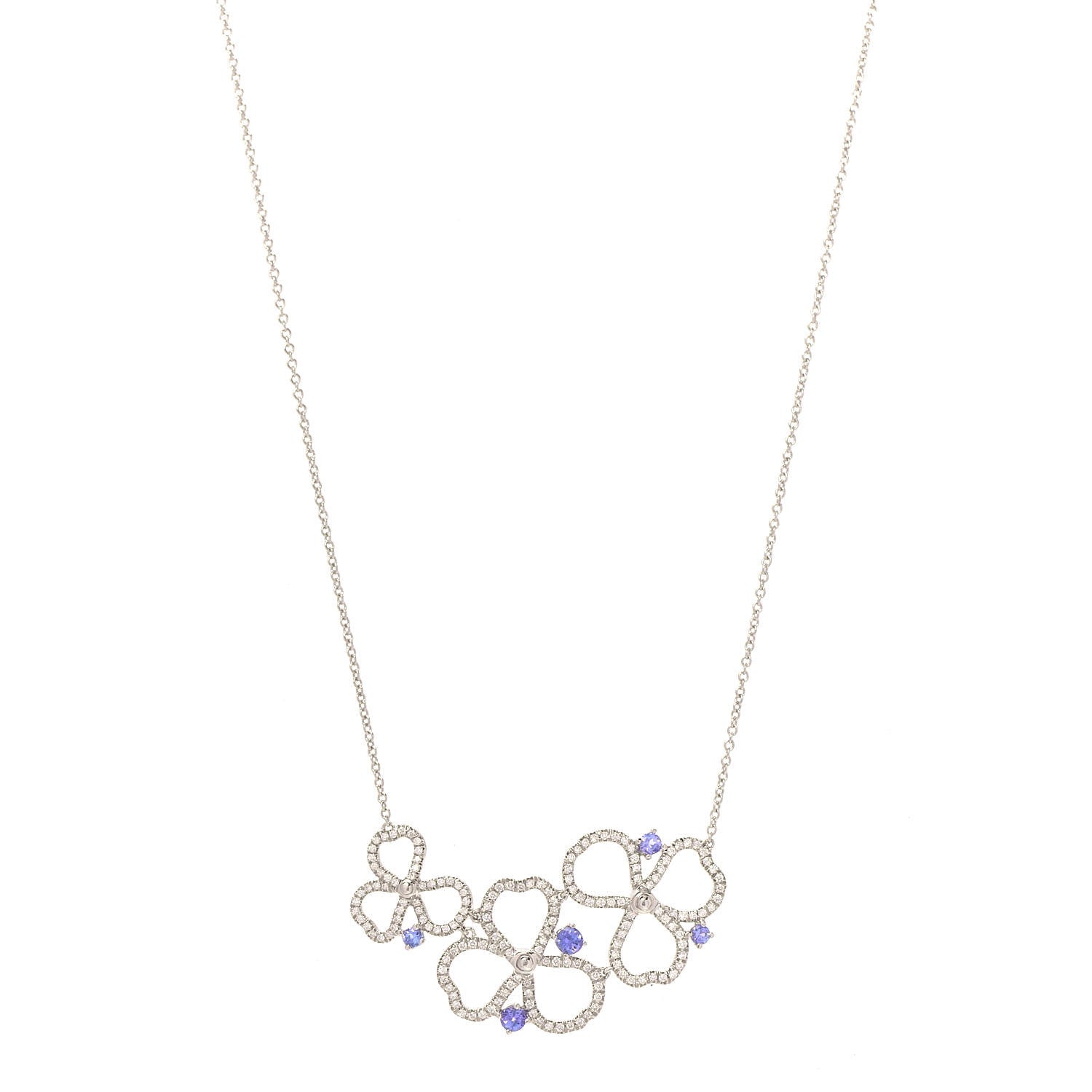 Tiffany Platinum Diamond Tanzanite Paper Flowers Open Cluster Pendant Necklace 1 of 6