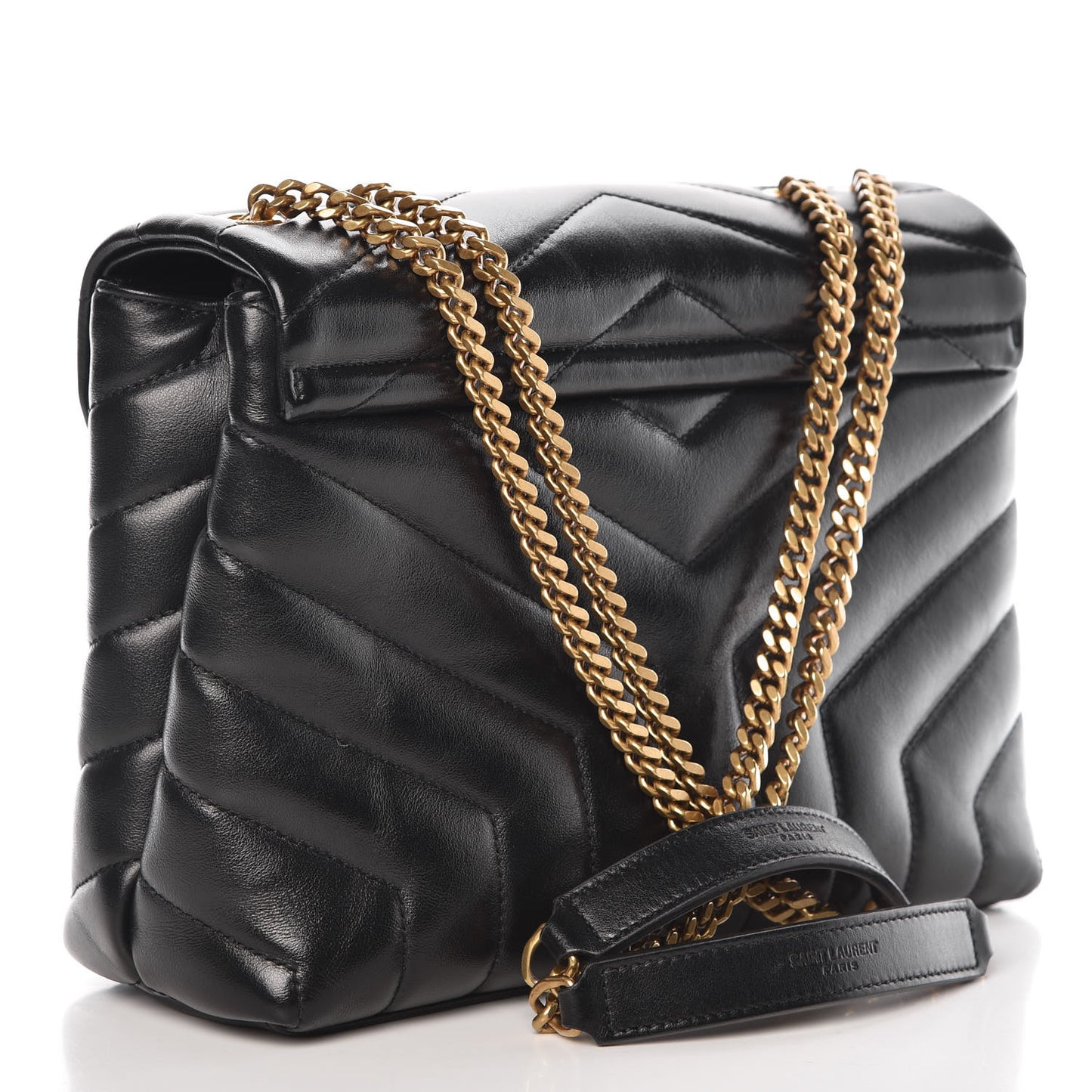 Calfskin Y Quilted Monogram Small Loulou Chain Satchel Black