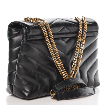 Saint Laurent Calfskin Y Quilted Monogram Small Loulou Chain Satchel Black 3 of 11