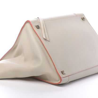 Celine Smooth Calfskin Medium Phantom Luggage Chalk Orange Trim 2 of 13