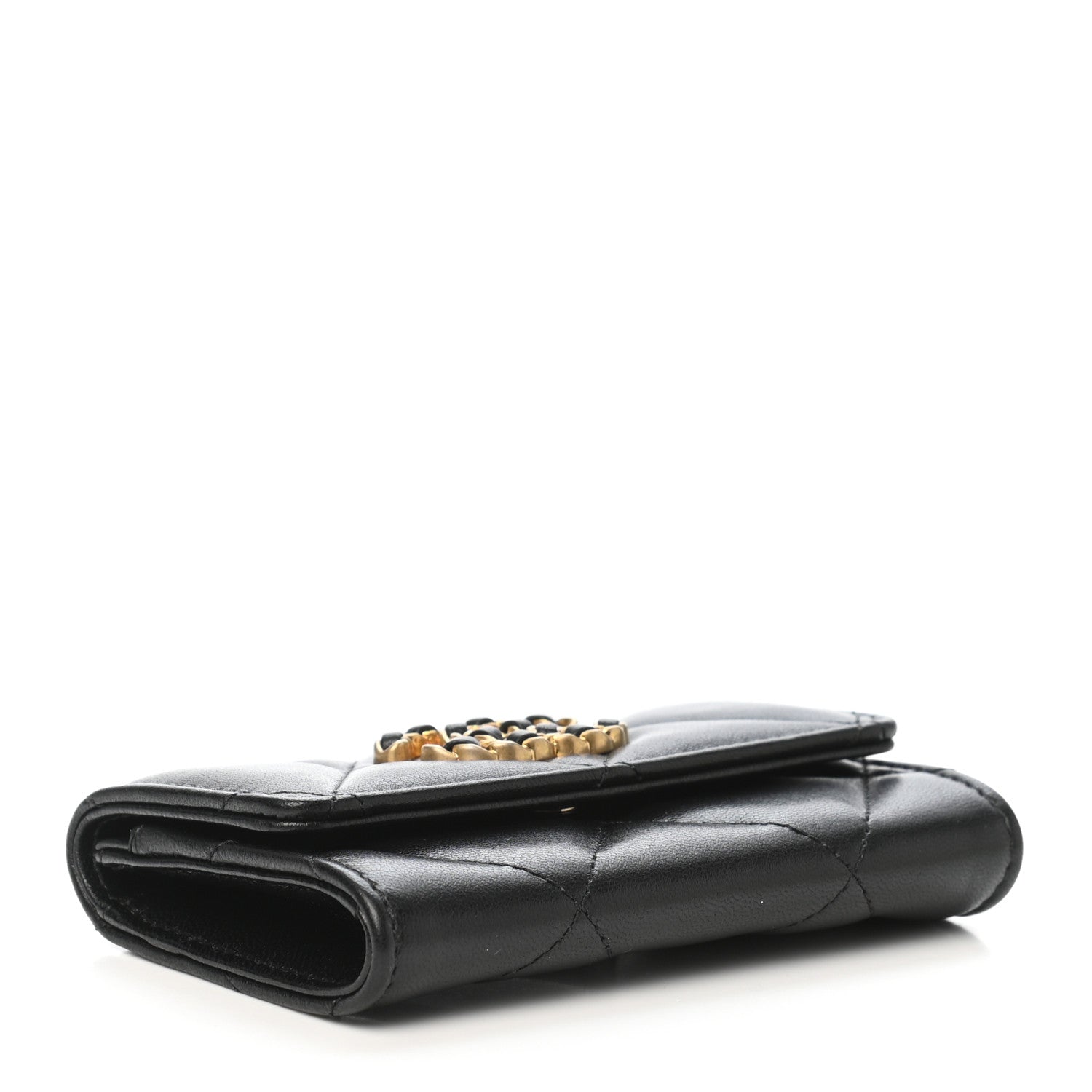 Chanel Lambskin Quilted Chanel 19 Flap Card Holder Black 4 of 9