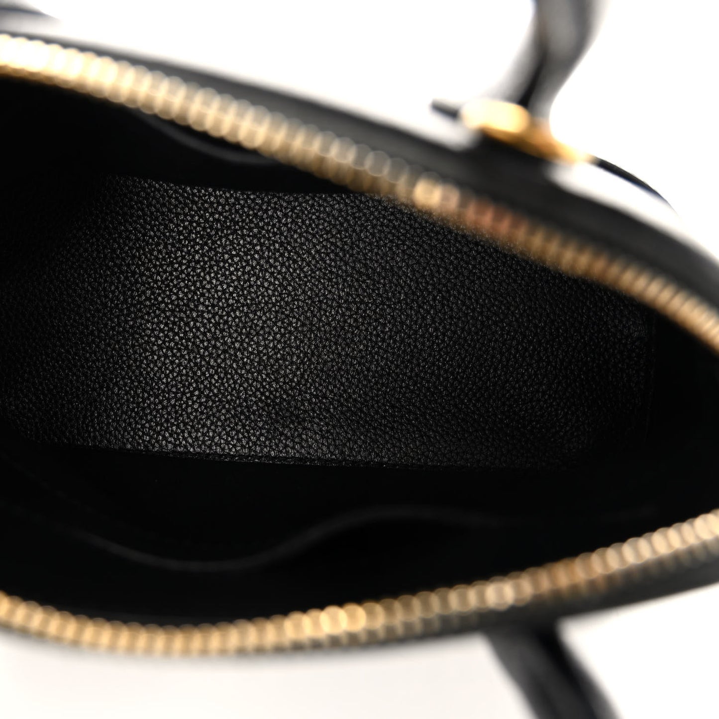 Grained Calfskin Logo XXS Ville Top Handle Bag Black White