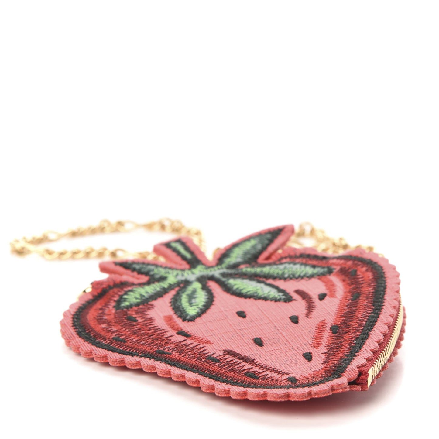 GG Supreme Monogram Embroidered Strawberry Pass Holder Crossbody Multicolor