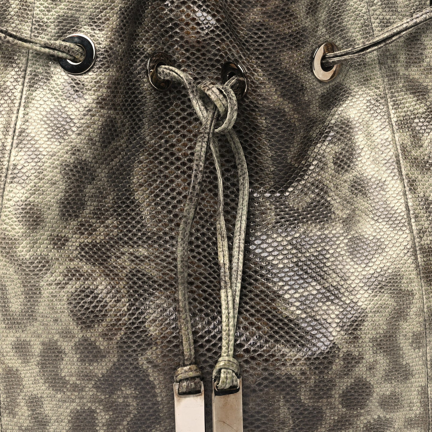Lizard Drawstring Hobo Brown