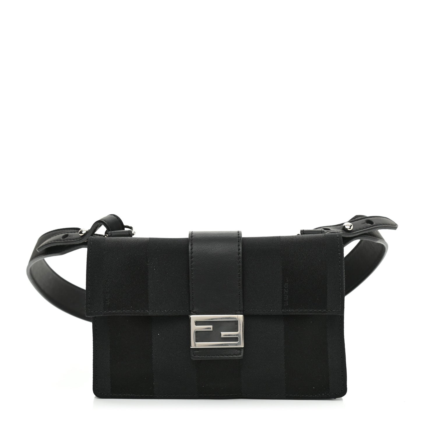 Recycled Nylon Vitello Grace Light Pequin Baguette Belt Pouch Black