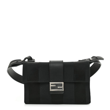 Fendi Recycled Nylon Vitello Grace Light Pequin Baguette Belt Pouch Black 1 of 8