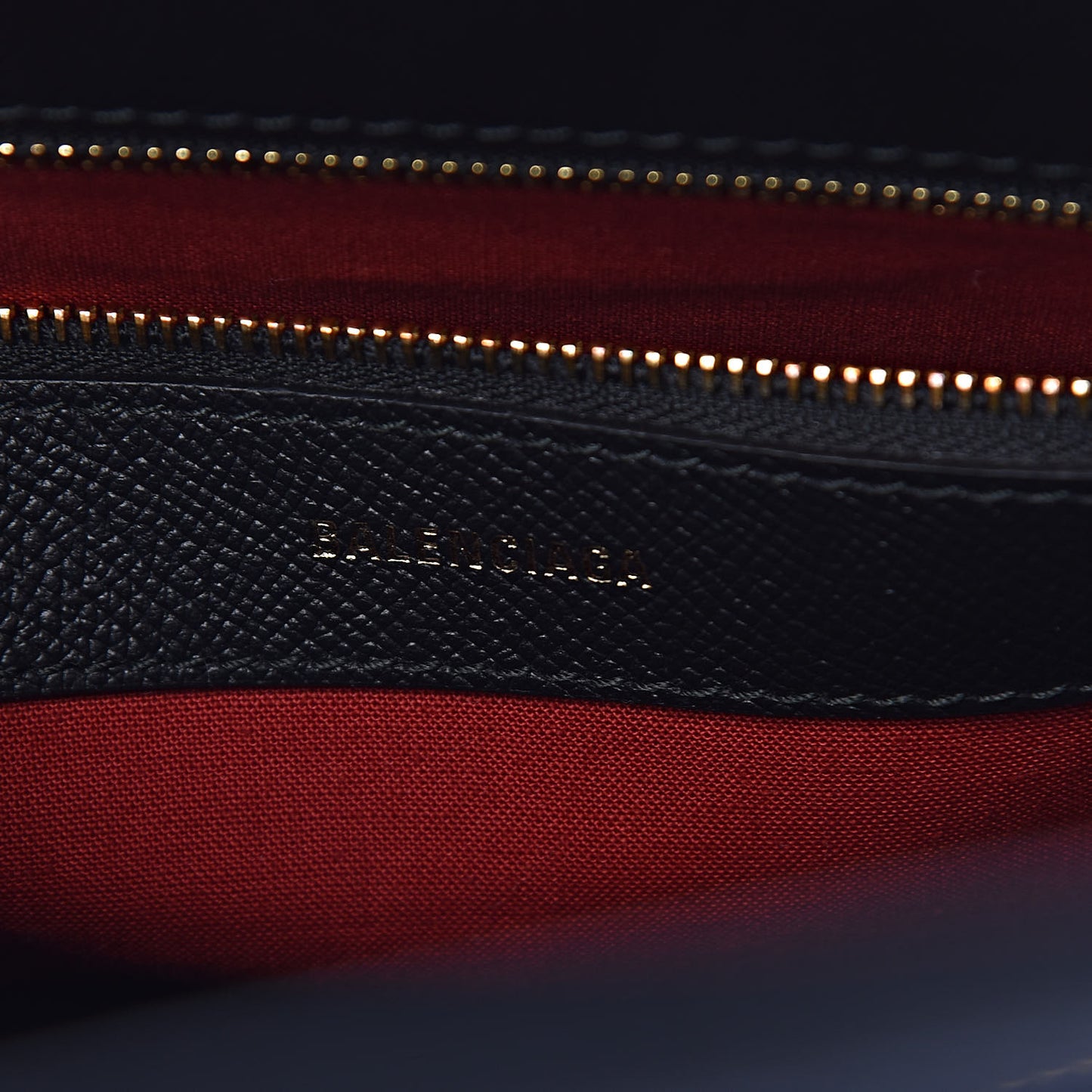 Signature Grained Calfskin Logo S Ville Top Handle Bag Black