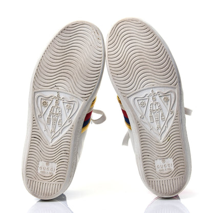 Gucci Calfskin Lace Ayers Sylvie Web Womens New Ace High Top Sneakers 35 White 7 of 10