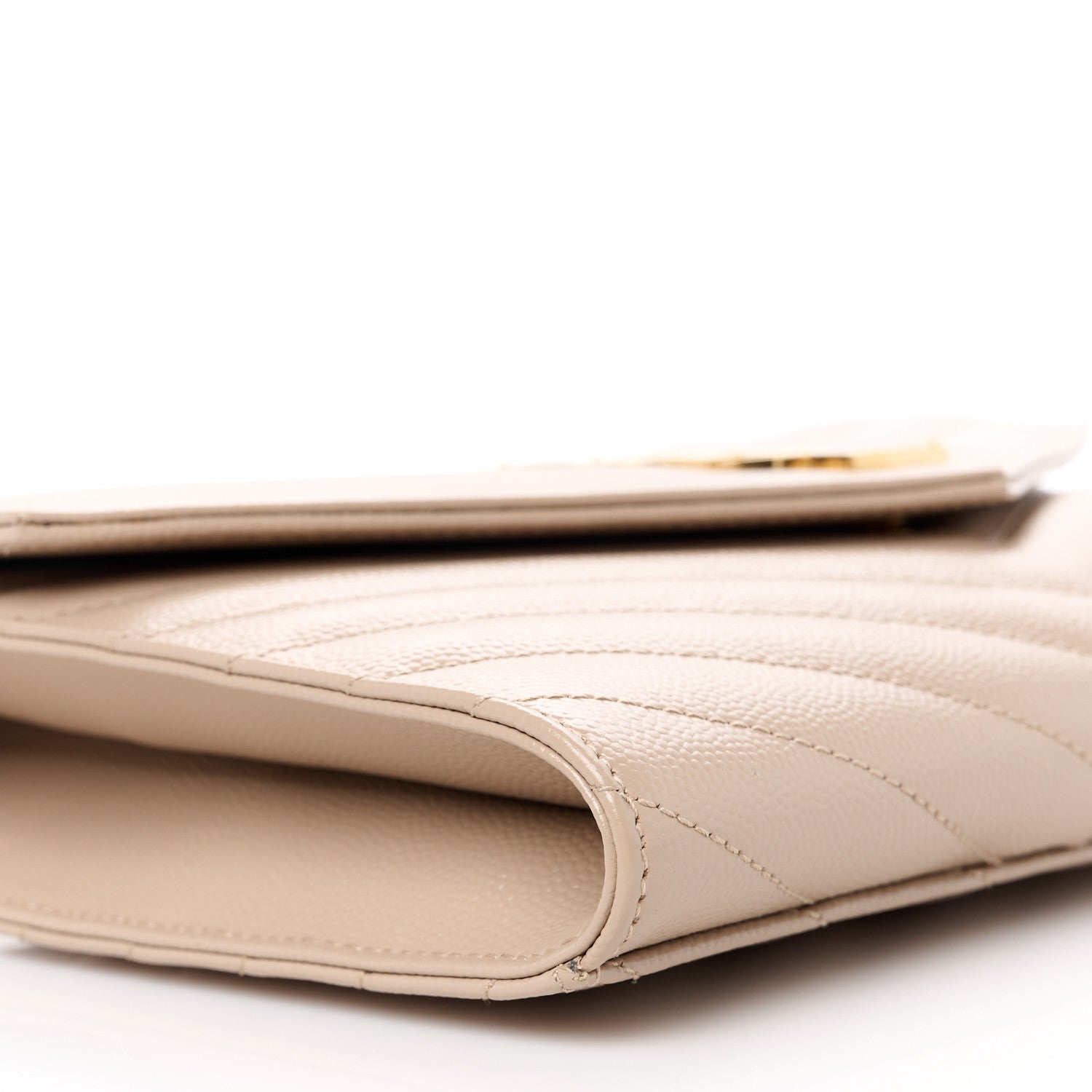 Saint Laurent Grain De Poudre Matelasse Chevron Monogram Envelope Clutch Dark Beige 9 of 10