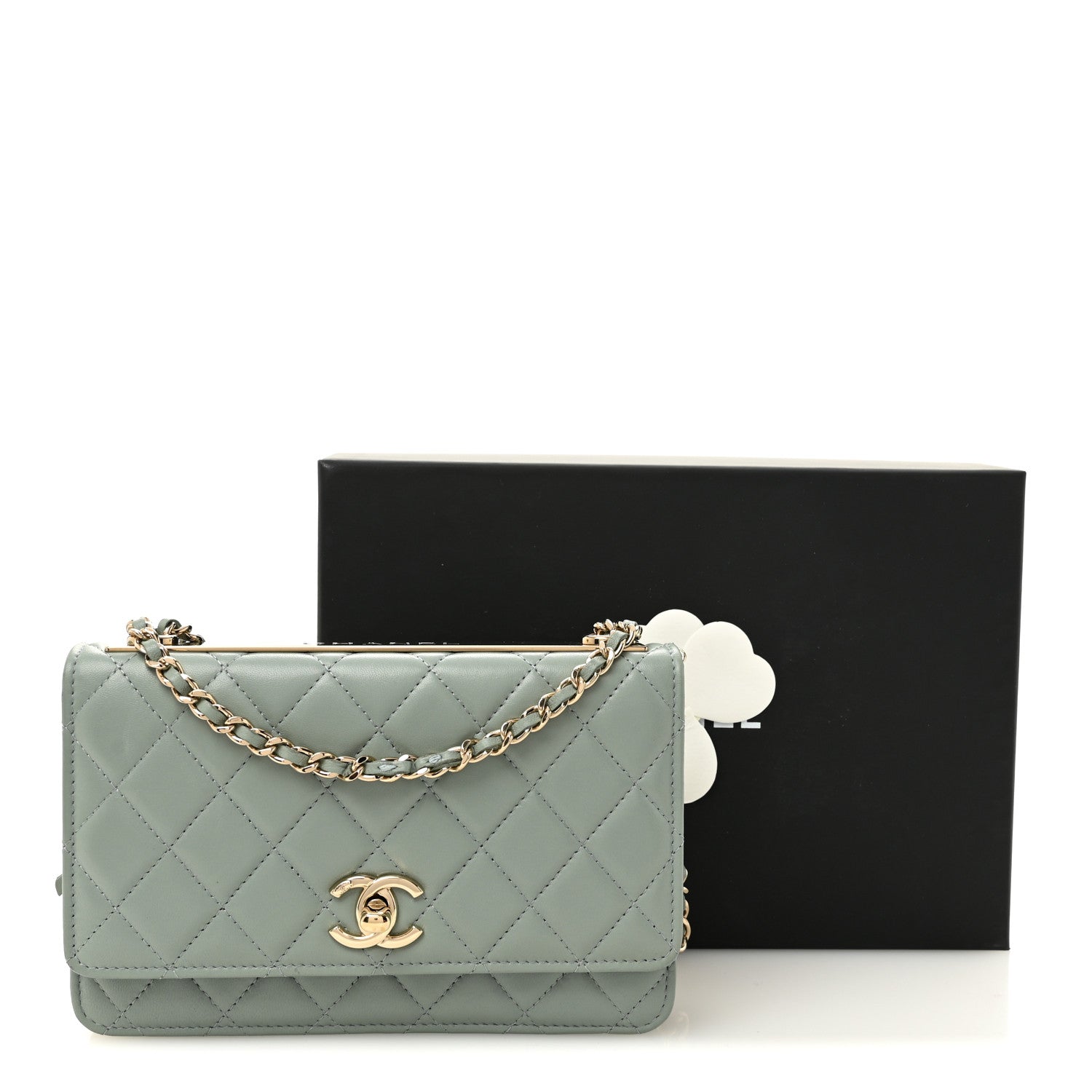Chanel Lambskin Quilted Trendy CC Wallet On Chain WOC Grey 11 of 11