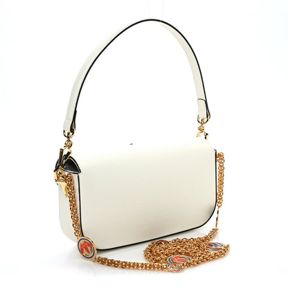 Gucci X ADIDAS Textured Dollar Calfskin Web Small Trefoil Horsebit 1955 Shoulder Bag White 3 of 10