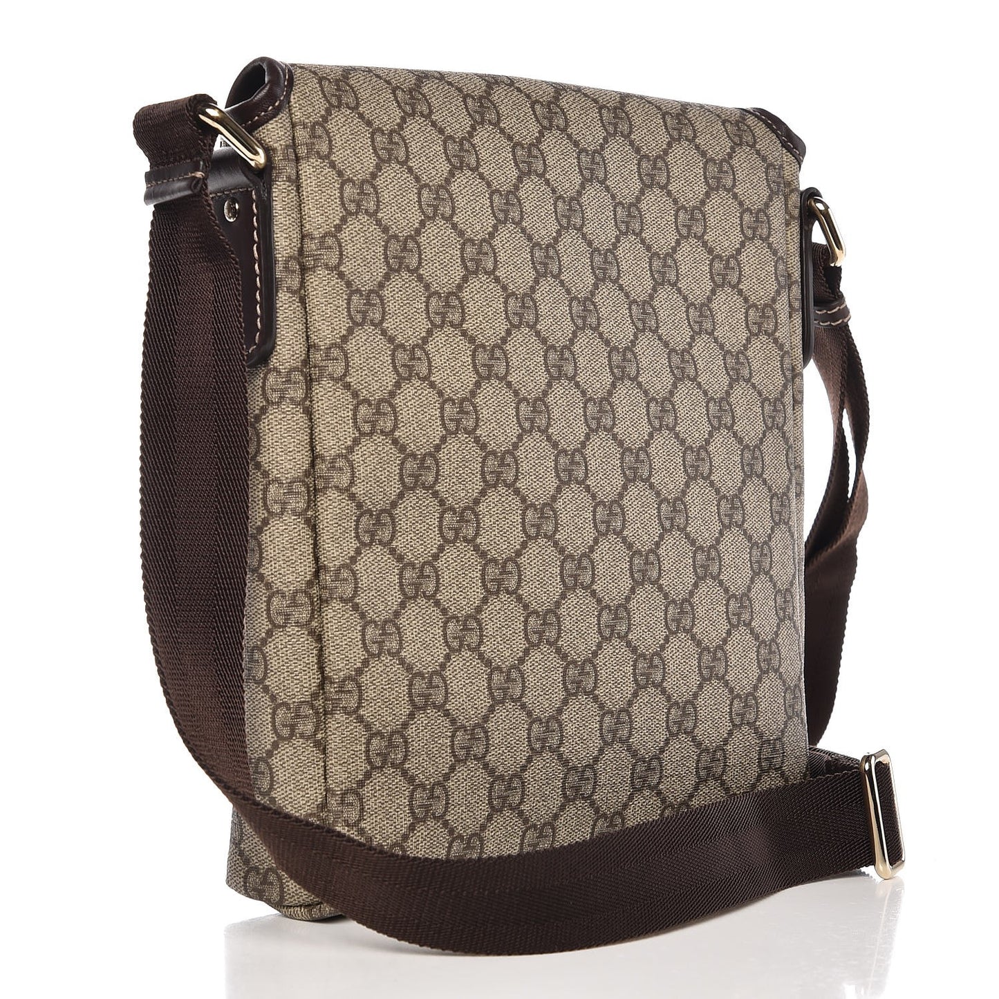GG Supreme Monogram Selleria Calfskin Small Flap Messenger Bag Beige Ebony Cocoa Dark Chocolate