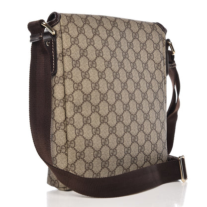 Gucci GG Supreme Monogram Selleria Calfskin Small Flap Messenger Bag Beige Ebony Cocoa Dark Chocolate 3 of 8