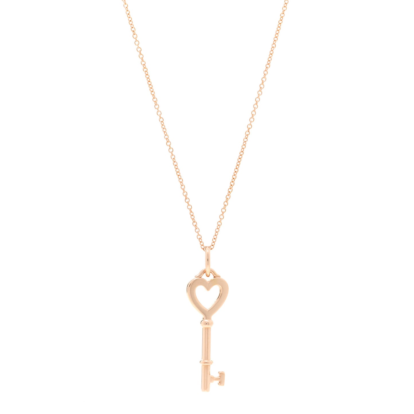 18K Rose Gold Mini Heart Key Pendant Necklace