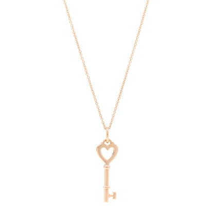 Tiffany 18K Rose Gold Mini Heart Key Pendant Necklace 1 of 5