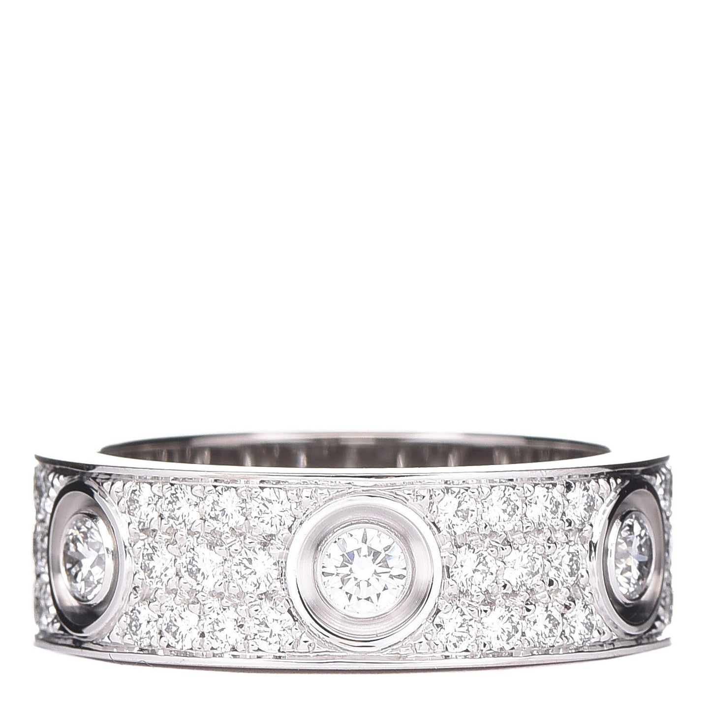 18K White Gold Diamond LOVE Paved Ring 54 6.75