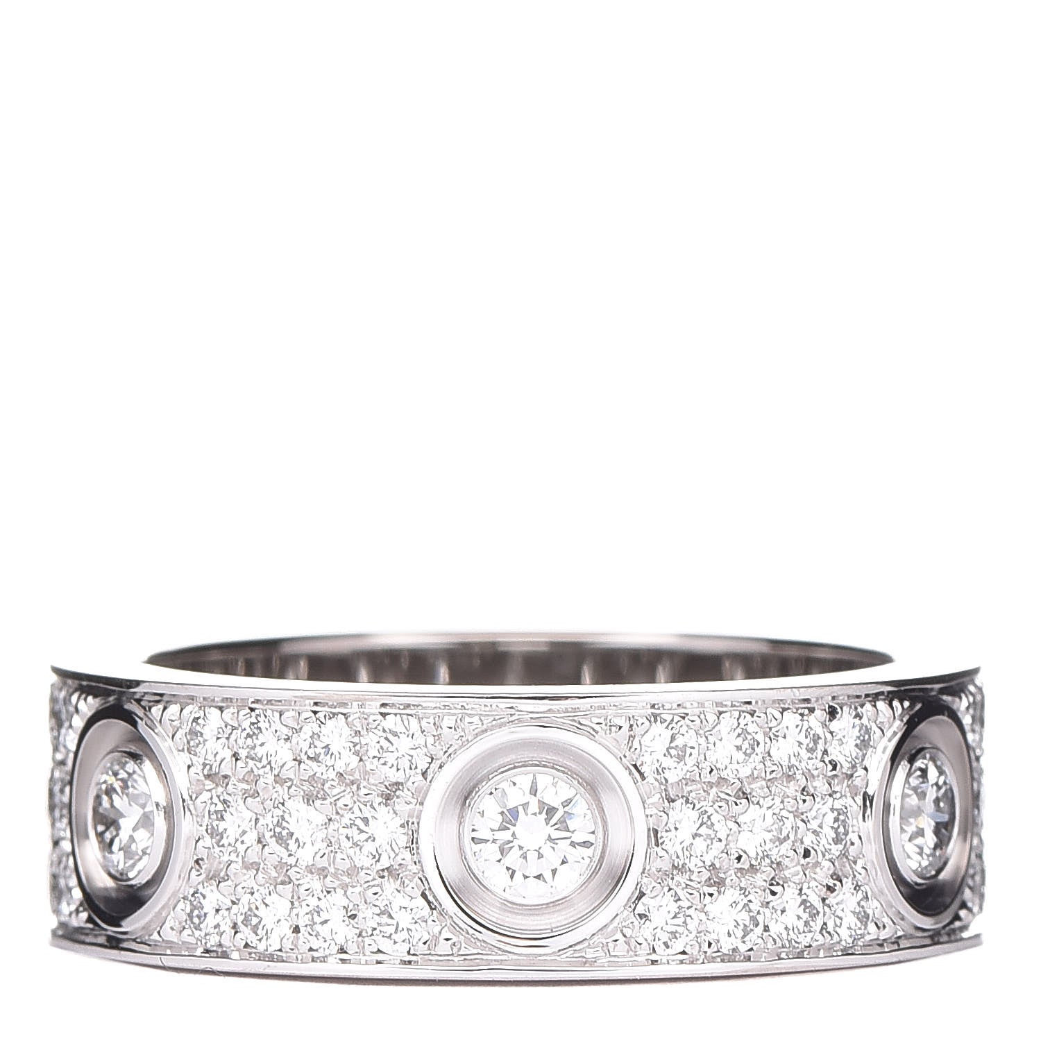 Cartier 18K White Gold Diamond LOVE Paved Ring 54 6.75 3 of 5