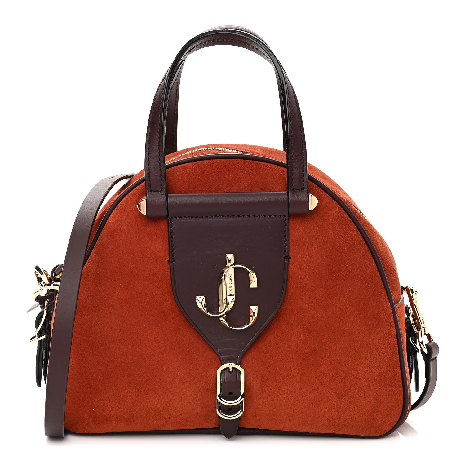Jimmy Choo Suede Small Varenne Bowling Bag Brown 1 of 9