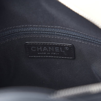 Chanel Calfskin Quilted Feather Weight Bowling Bag Black Ivory 5 of 9