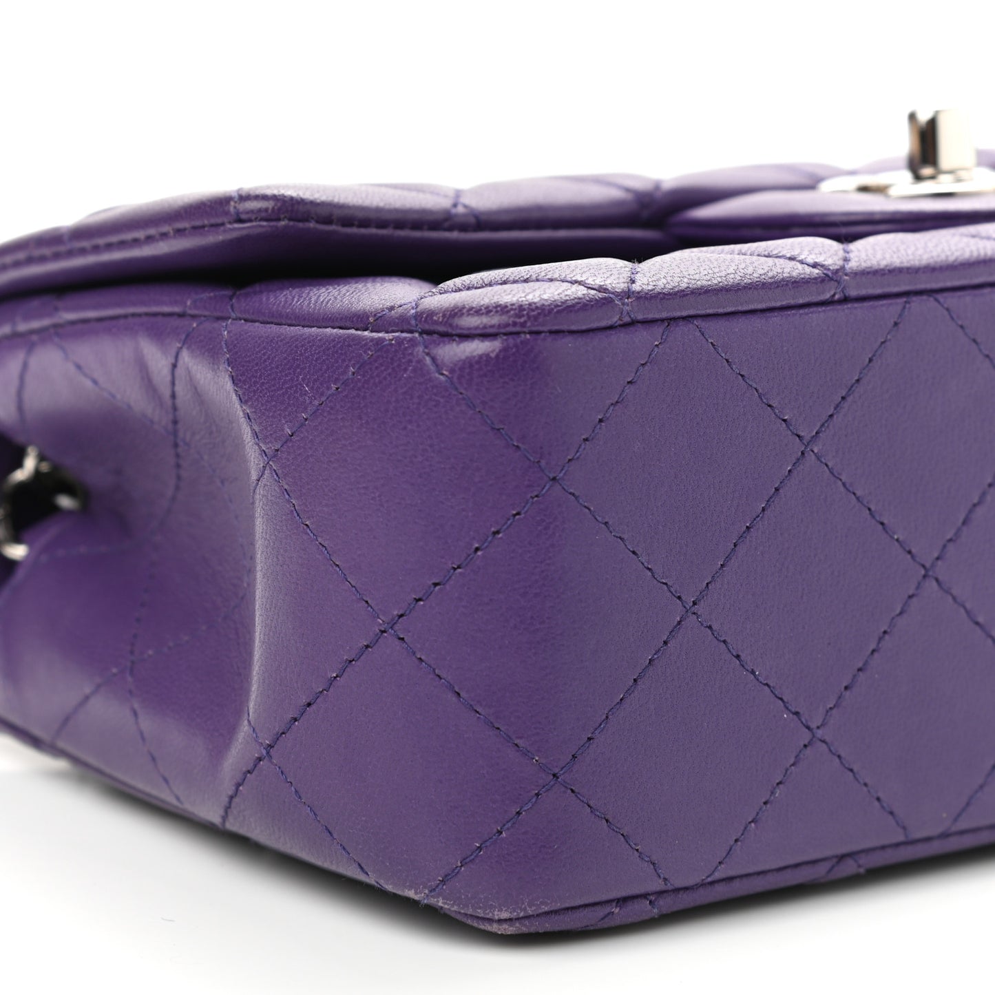 Lambskin Quilted Mini Rectangular Flap Purple