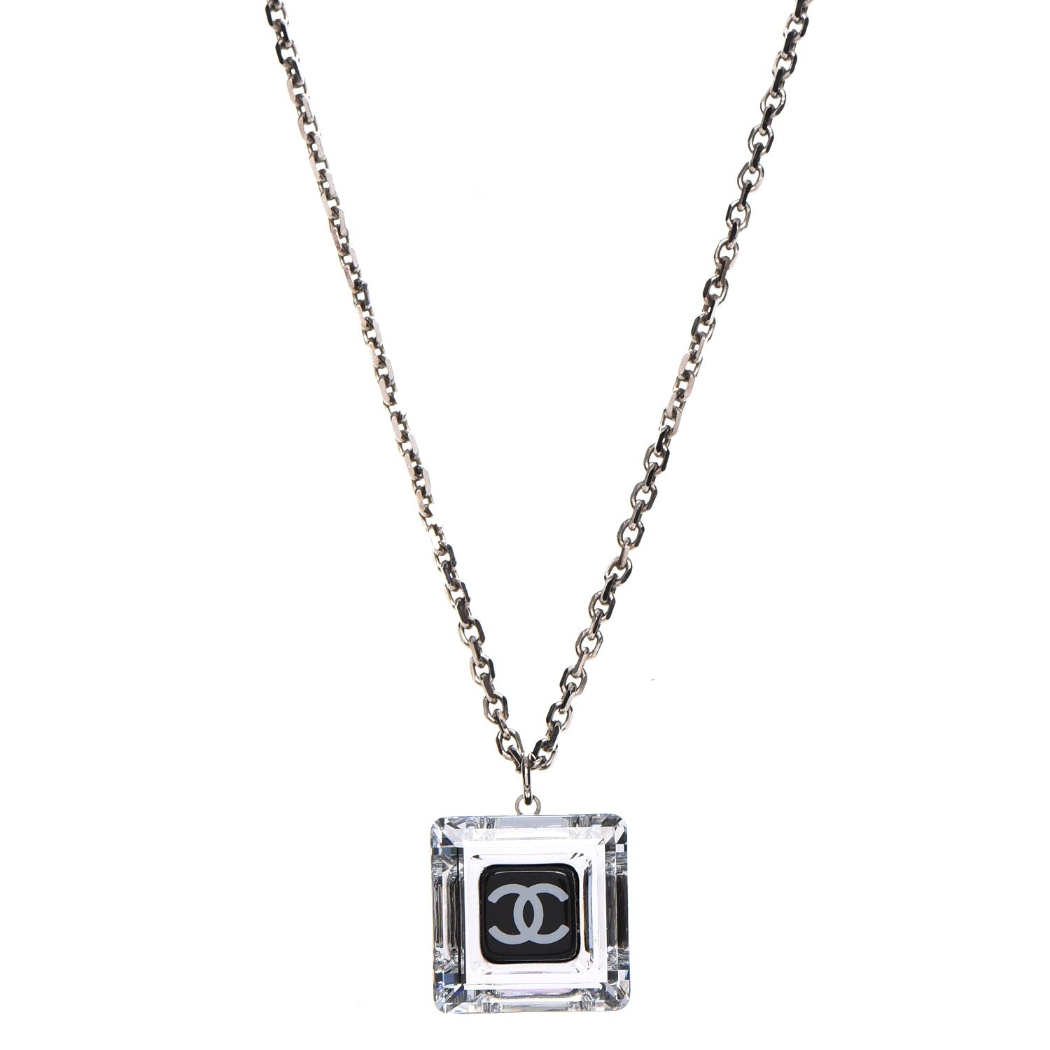 Chanel Lucite CC Square Charm Necklace 1 of 8