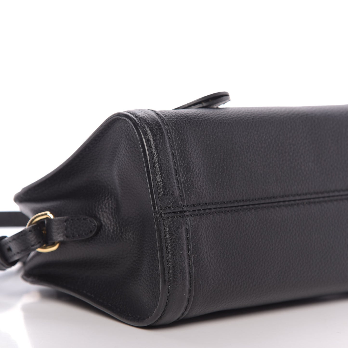 Pebbled Calfskin Mini Padlock Tote Black