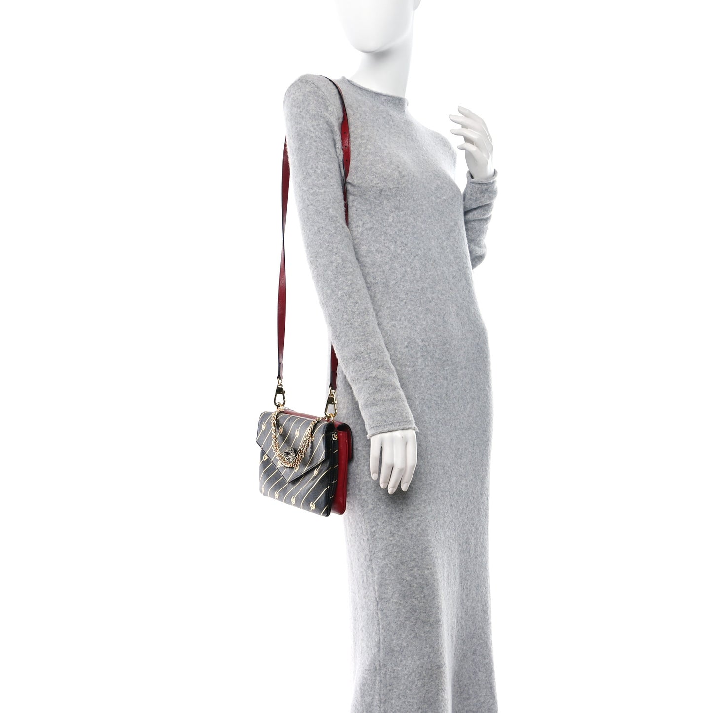 Calfskin Diagonal GG Medium Thiara Double Envelope Shoulder Bag Black Red