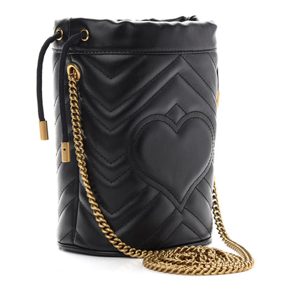 Gucci Calfskin Matelasse Mini GG Marmont 2.0 Bucket Bag Black 3 of 8