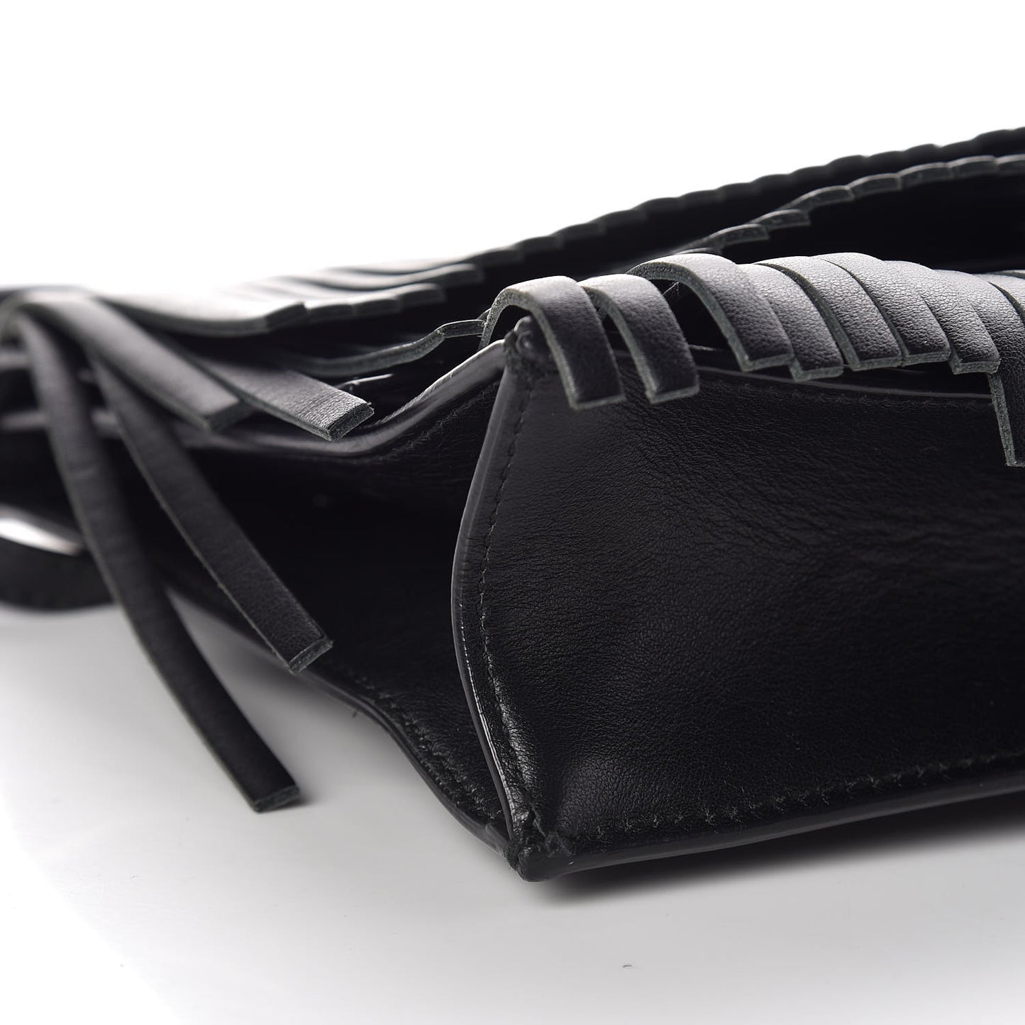 Calfskin Small Fringe Lunch Bag Black