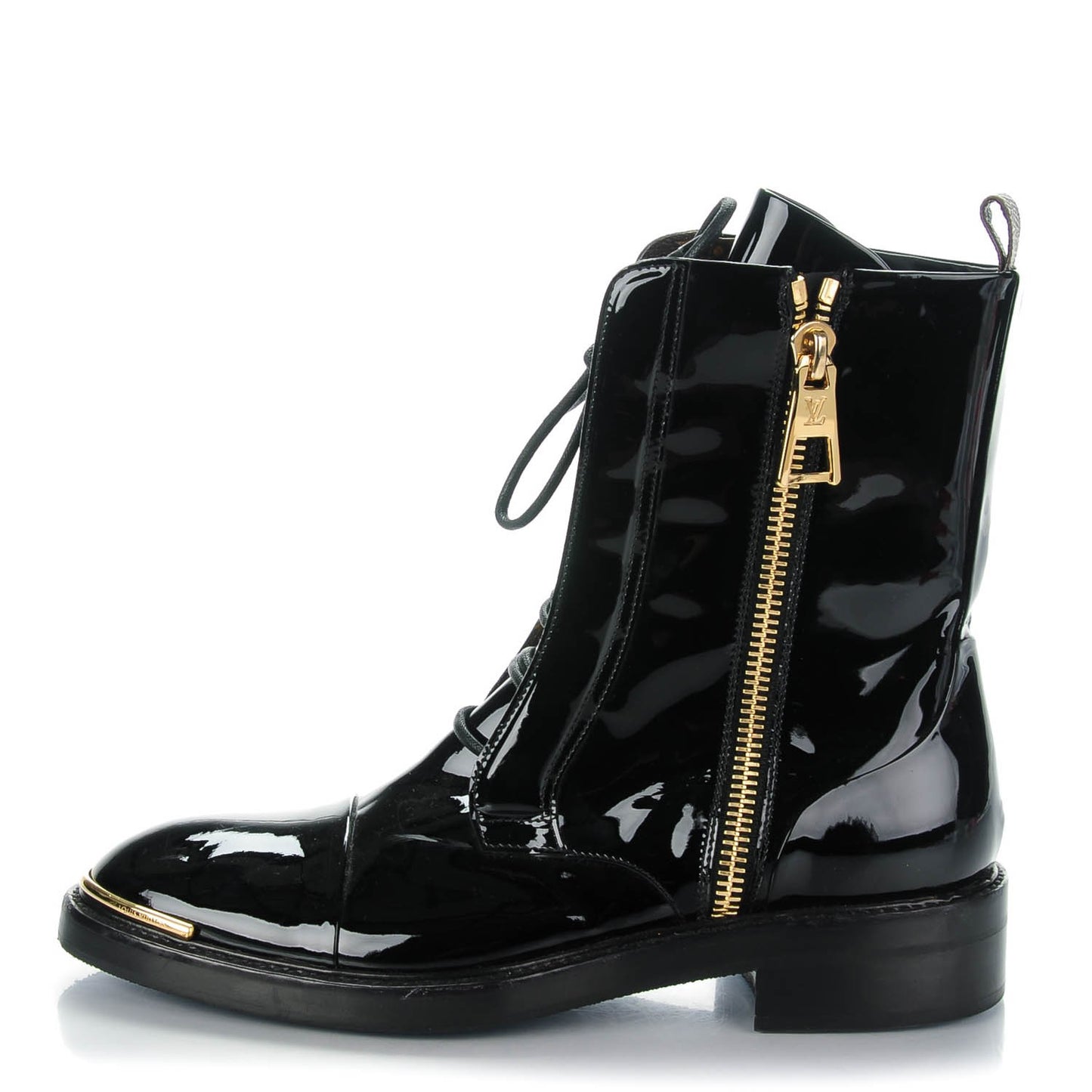 Patent Calfskin Monogram Macadam Ranger Combat Boots 38.5 Black