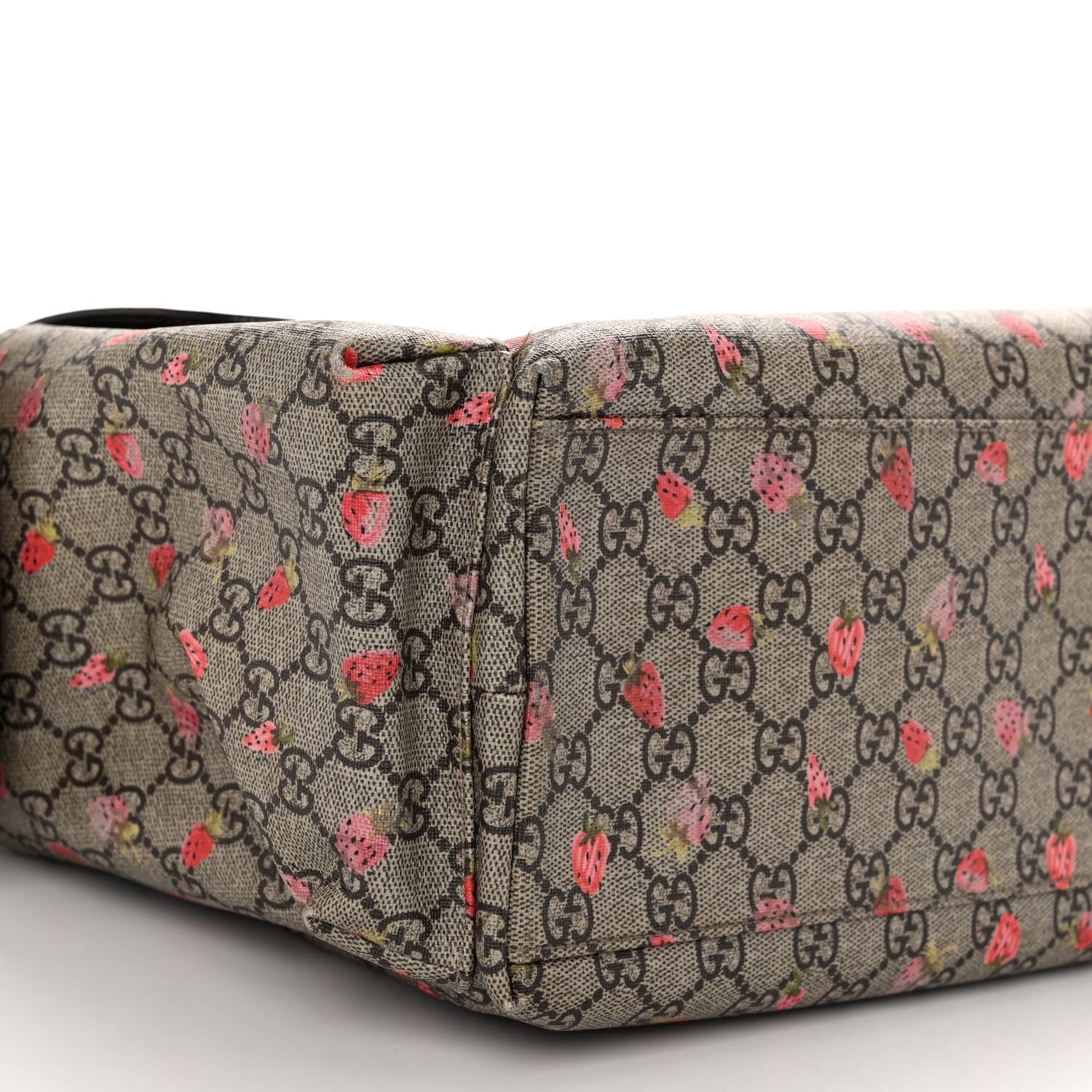 Gucci GG Supreme Monogram Strawberry Messenger Diaper Bag Beige 9 of 10