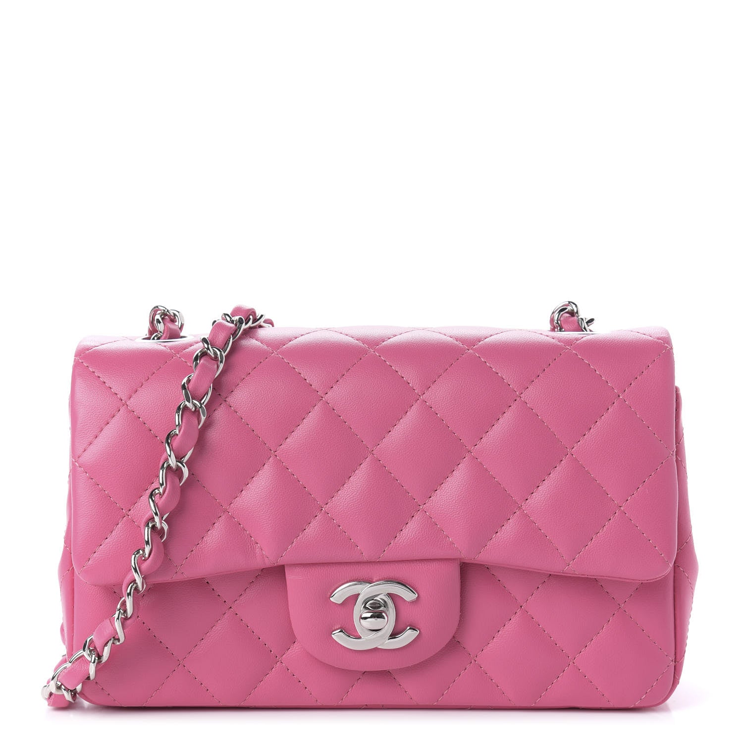 Chanel Lambskin Quilted Mini Rectangular Flap Dark Pink 1 of 11