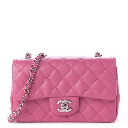 Chanel Lambskin Quilted Mini Rectangular Flap Dark Pink 1 of 11