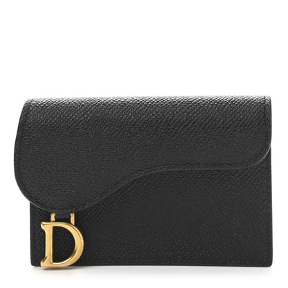 Christian Dior Grained Calfskin Saddle Card Holder Black 1 of 9