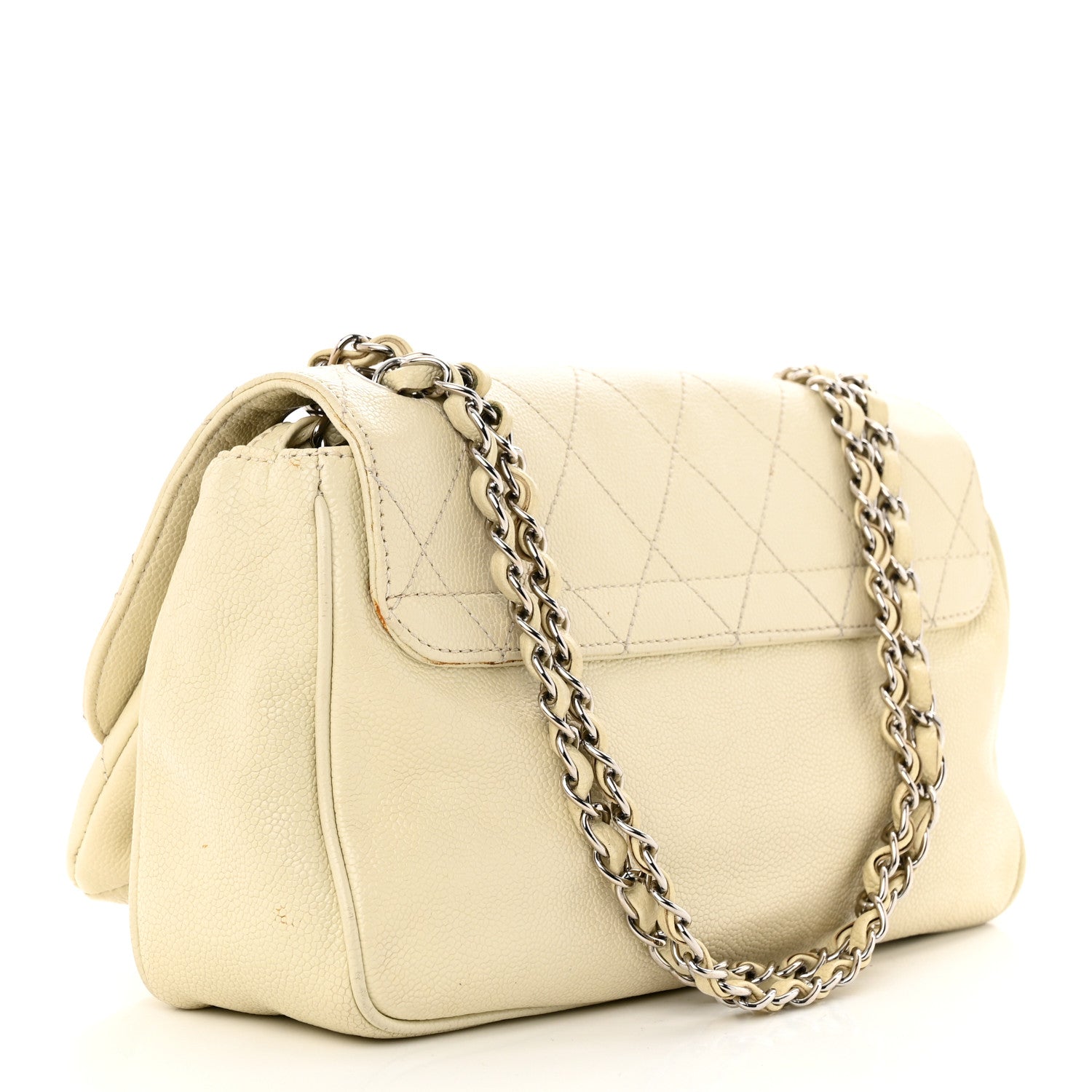 Chanel Glazed Caviar Pocket In The City Flap White 3 of 12